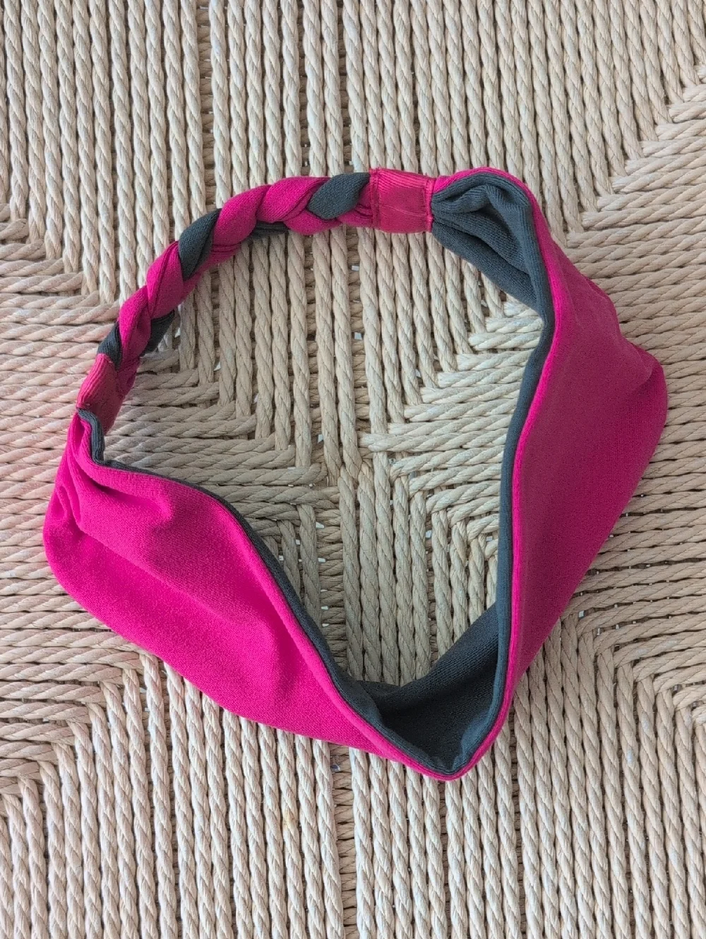 Braided Hot Pink and Charcoal Grey Headband